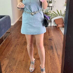 EUC Vintage Braided Silver Metallic and Light Denim Belt XSmall